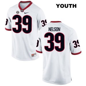 Youth Georgia Bulldogs NCAA #39 Hugh Nelson Nike Stitched White Authentic College Football Jersey SEZ4054ML